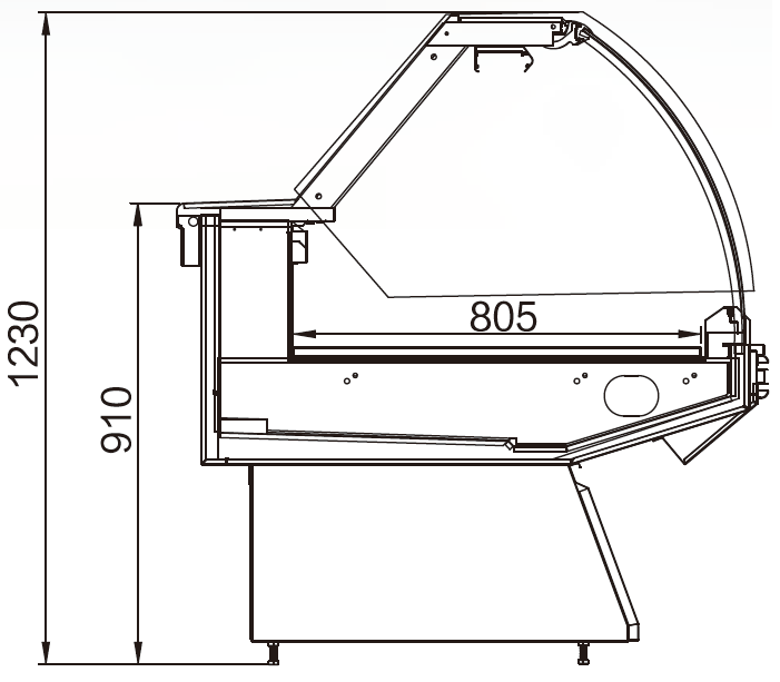 SSLZ_Supermarket_Deli_Display_Case_Service_Cabinet_Right_Side View; Professional Supermarket Display Case Manufacturer, Quality Guaranteed.